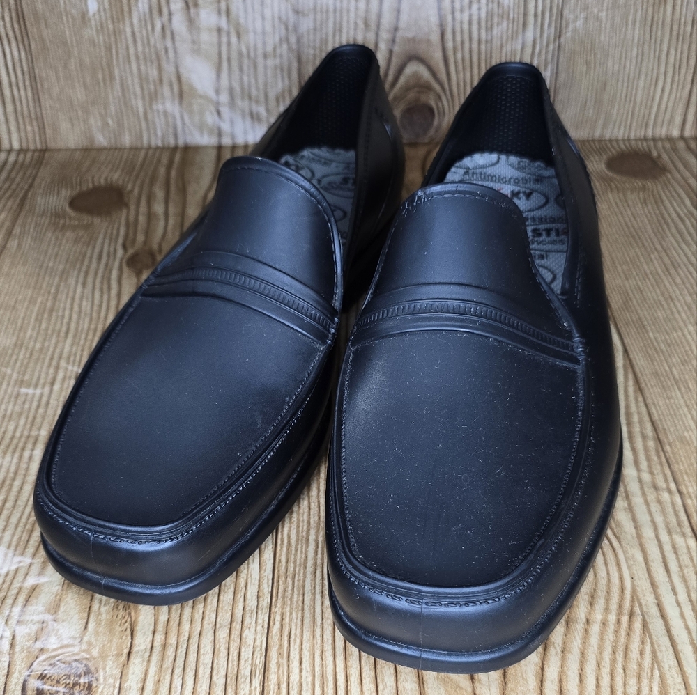 Men's Sticky Shoes Social Man Black Food Service‎ Shoes Size 9.5